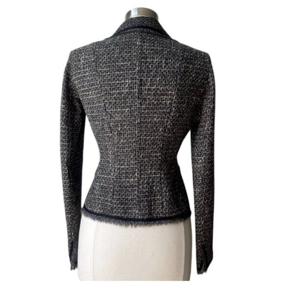 Bergdorf Goodman Grey Brown Silk Lined Wool Tweed High-end Blazer Size S - Picture 8 of 16